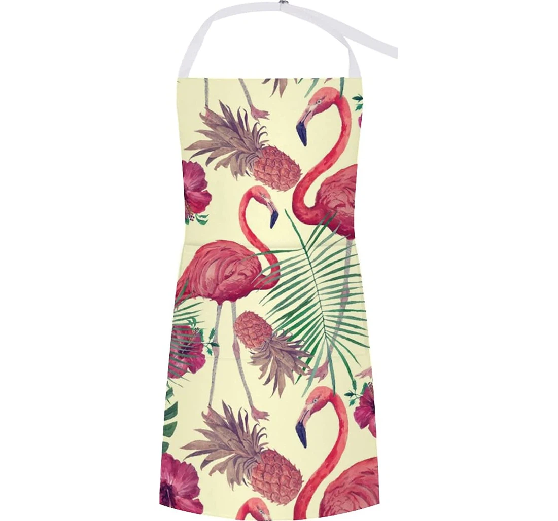 Watercolor Flamingo Leaves Apron