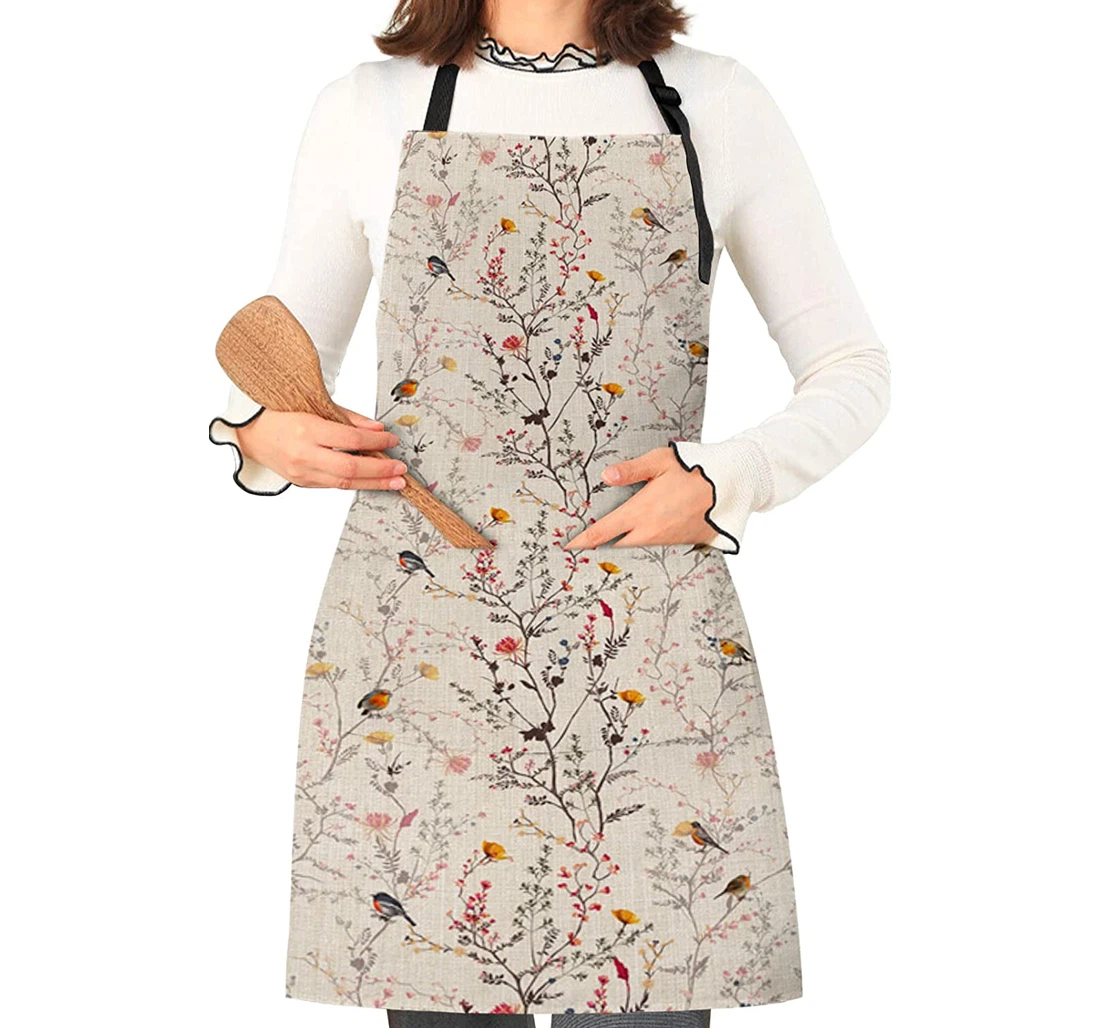 Spring Boho Branch Leaf And Birds Apron