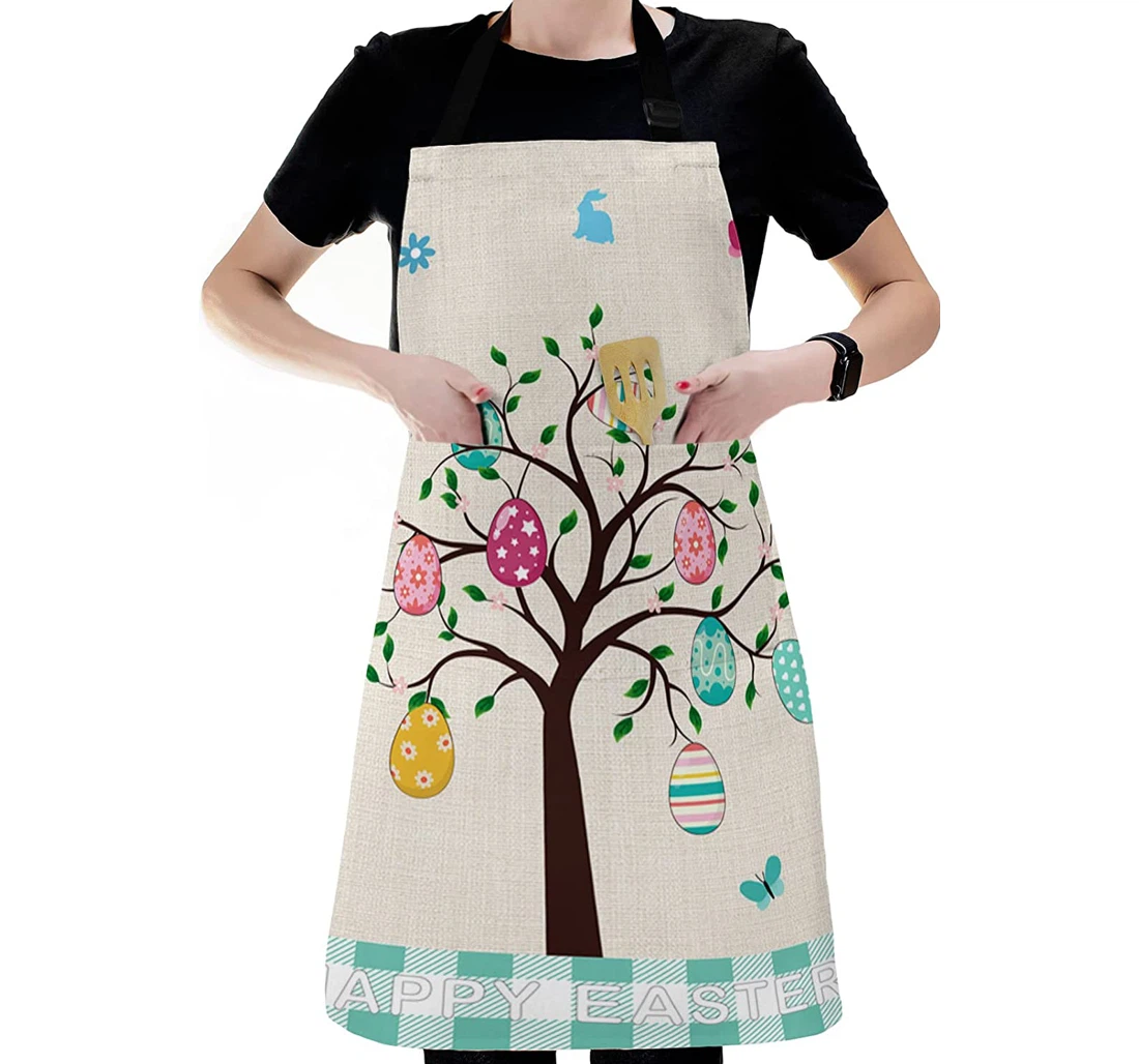 Spring Easter Eggs Tree Cartoon Bunny Apron