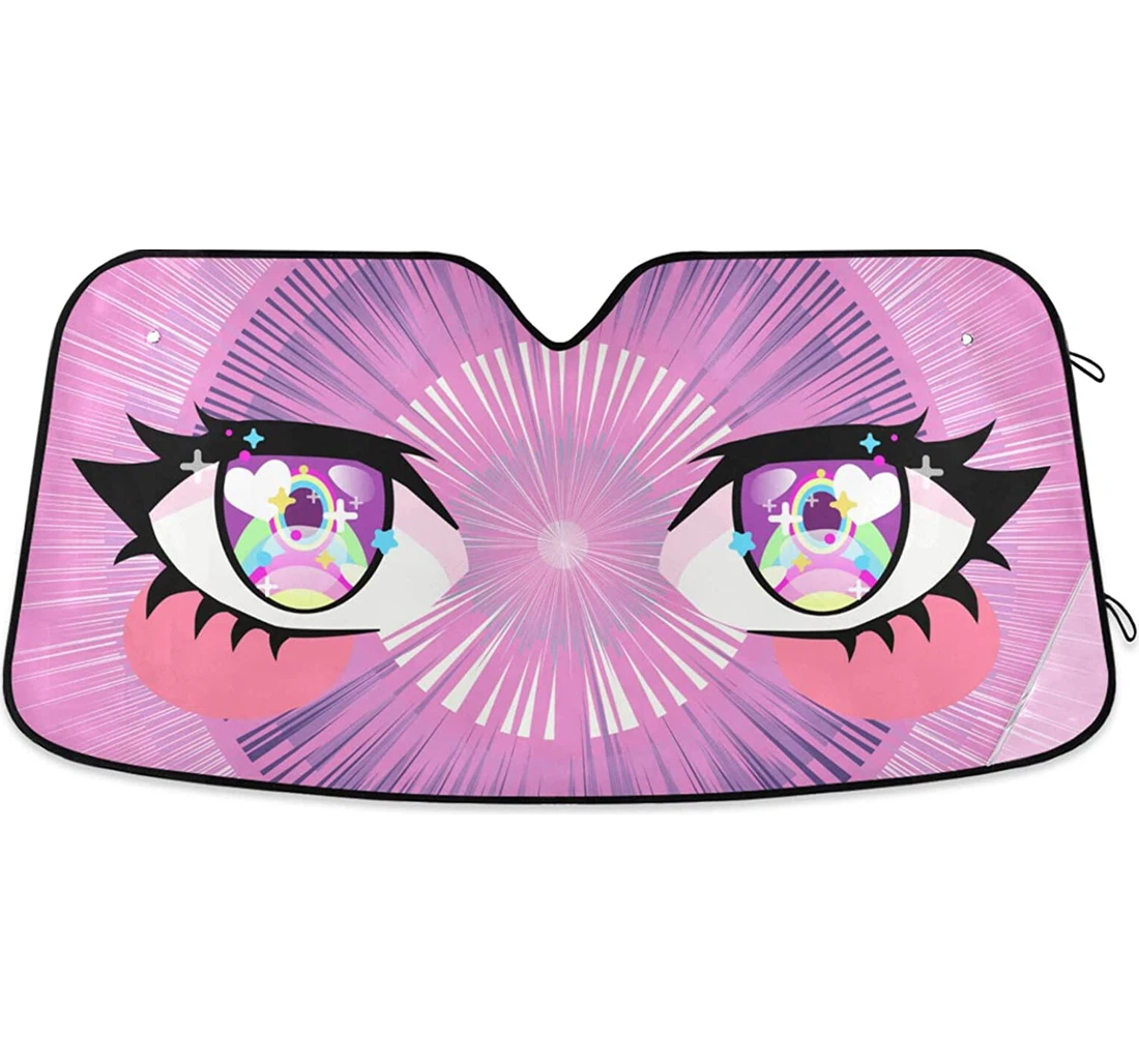 Rainbow Colored Anime Eyes Auto Sun Shade