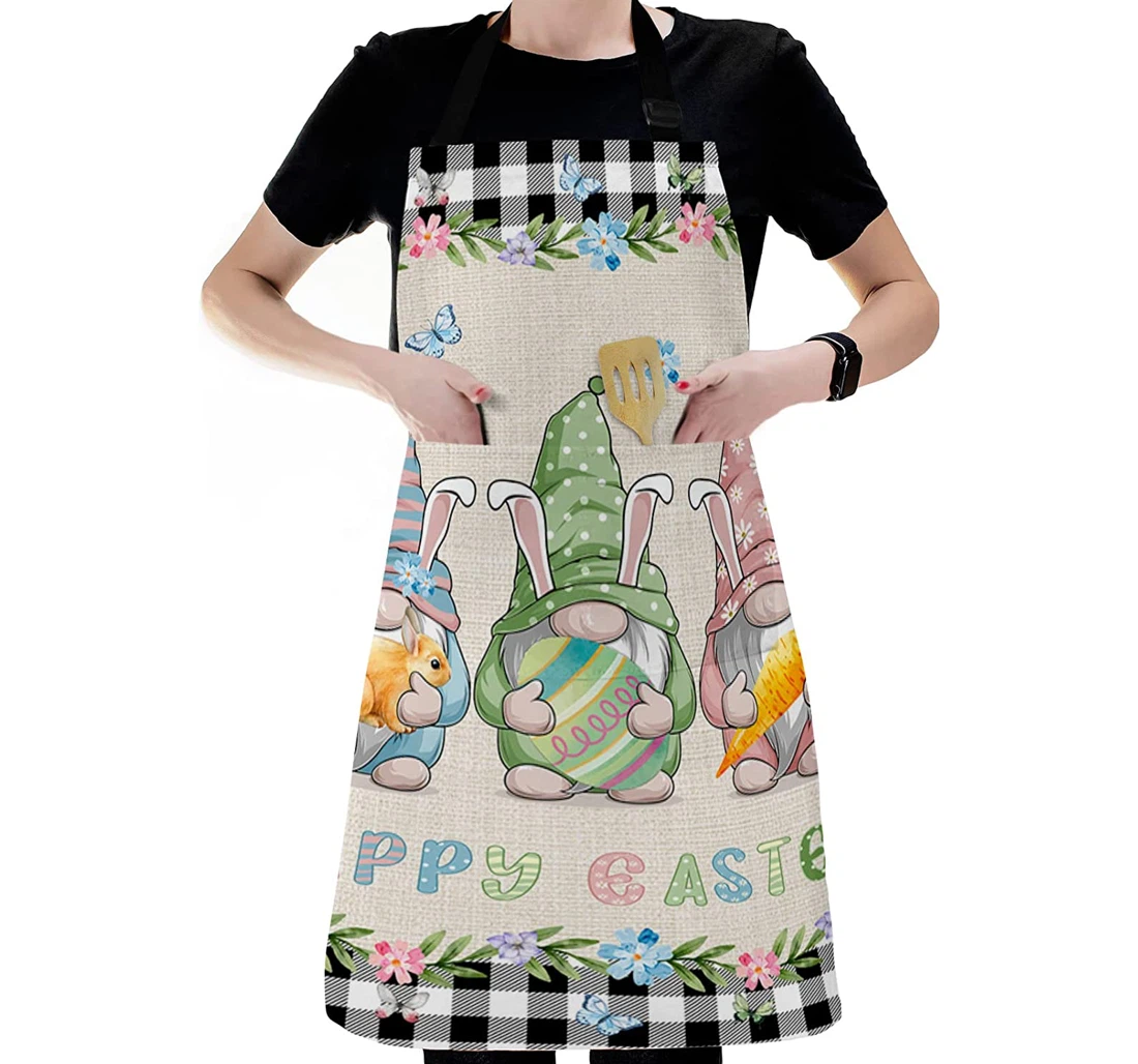 Spring Easter Lovely Gnome Elf Cute Rabbit Carrots Apron