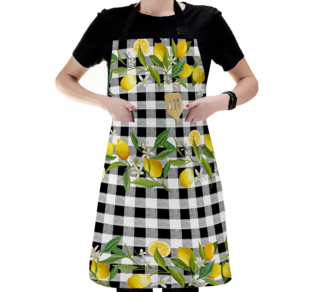 Summer Yellow Lemons Green Leaf Apron