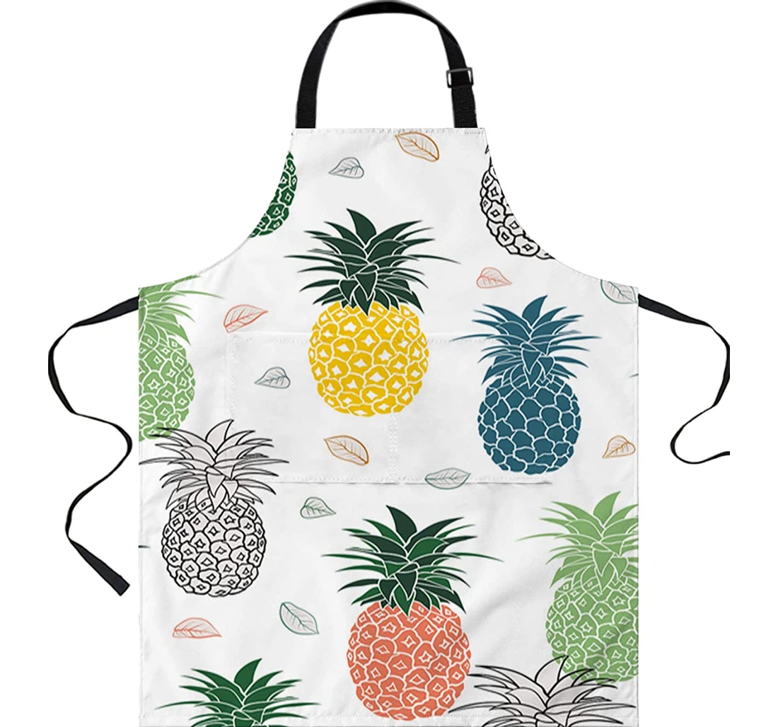 Yellow Green Pink Pineapple Server Chef Apron