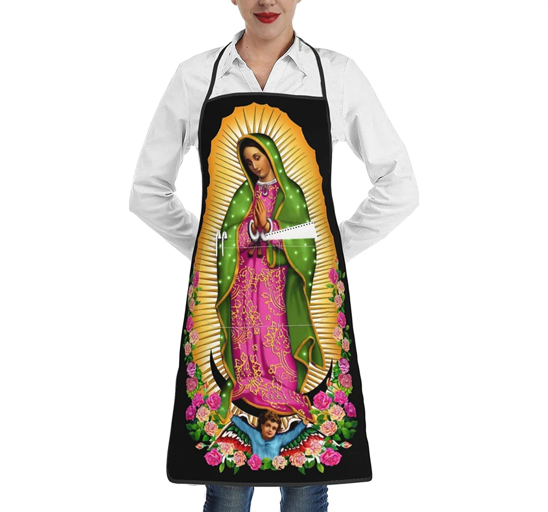 Virgen De Guadalupe Virgin Mary Flowers Apron