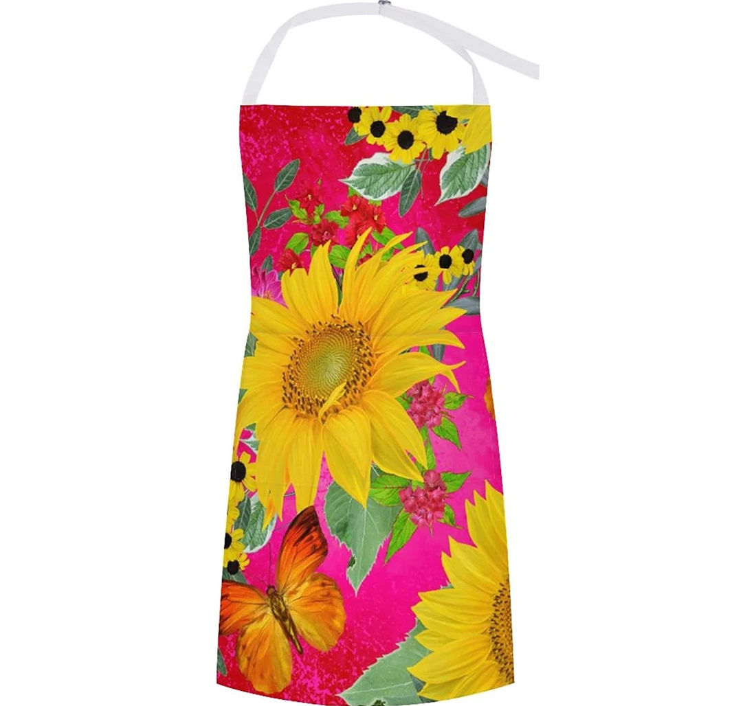 Yellow Sunflowers Butterfly Apron