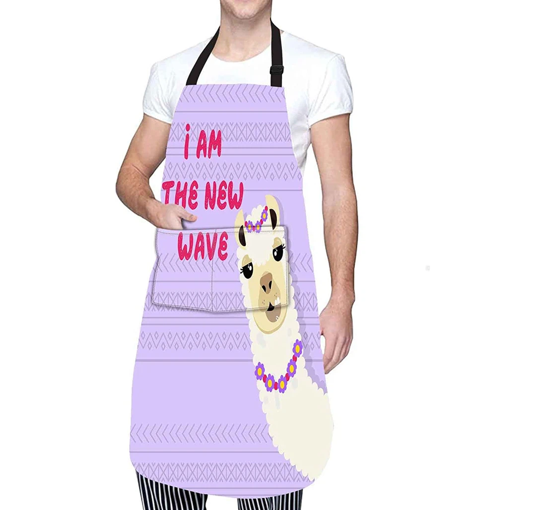 Funny Alpaca Grilling Neck Pocket Cotton Apron