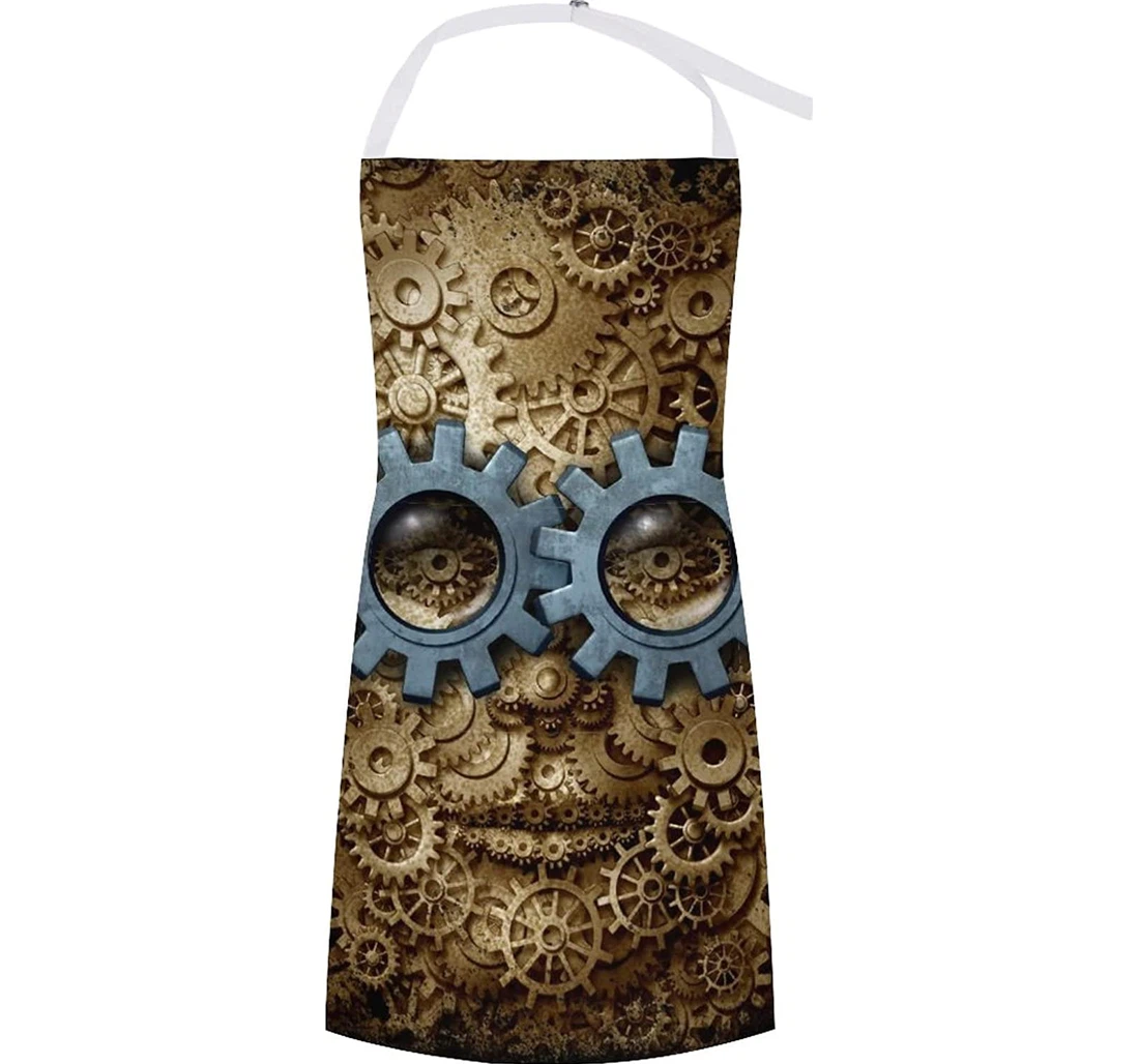 Steampunk Human Head And Gear Apron