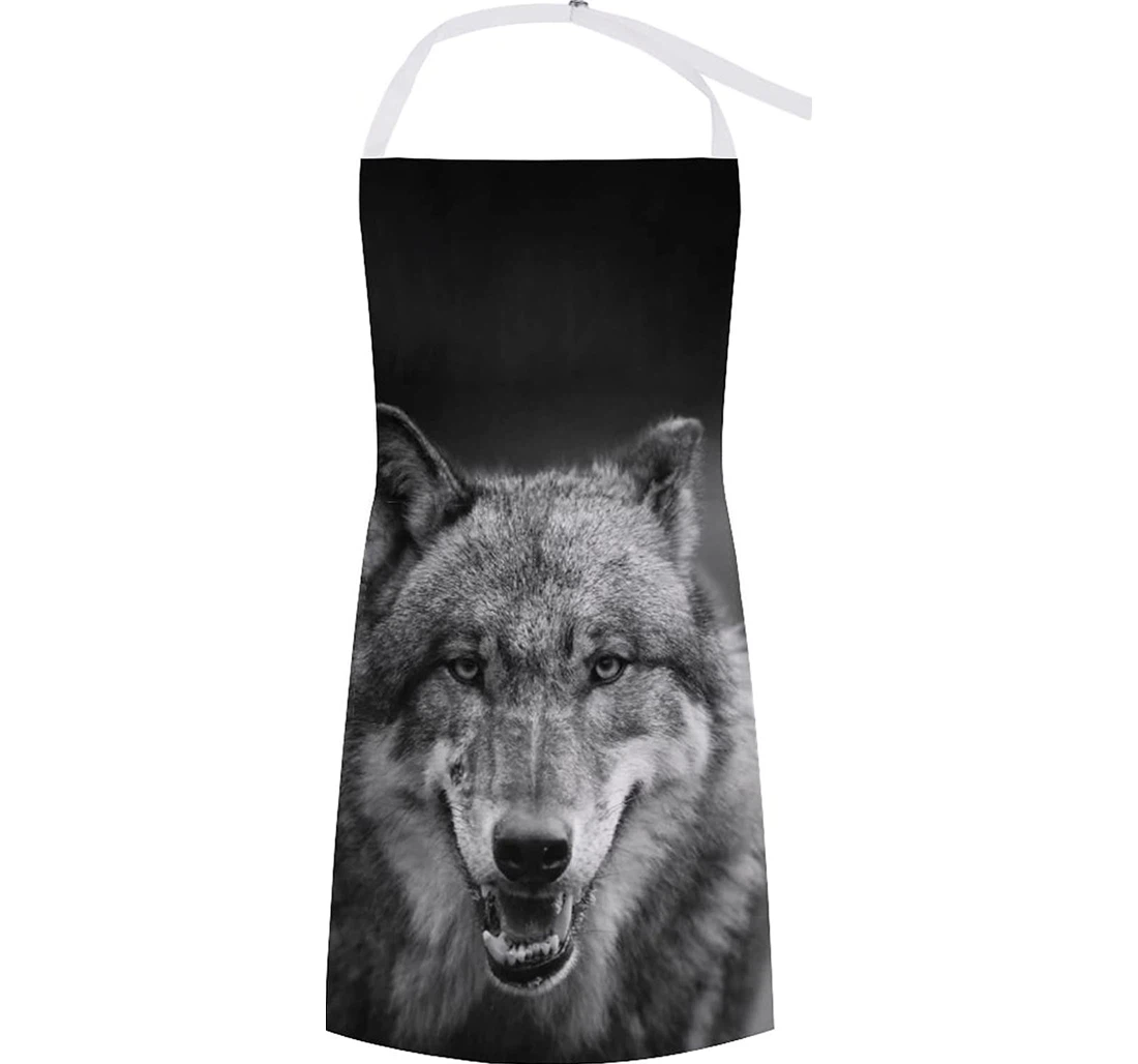 Scary Dark Gray Wolf Apron