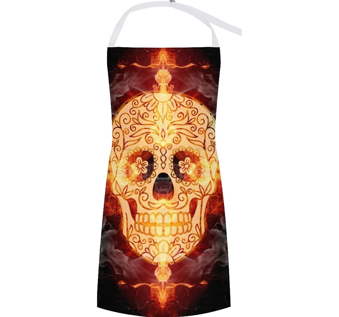 Skull Flaming Cross Apron