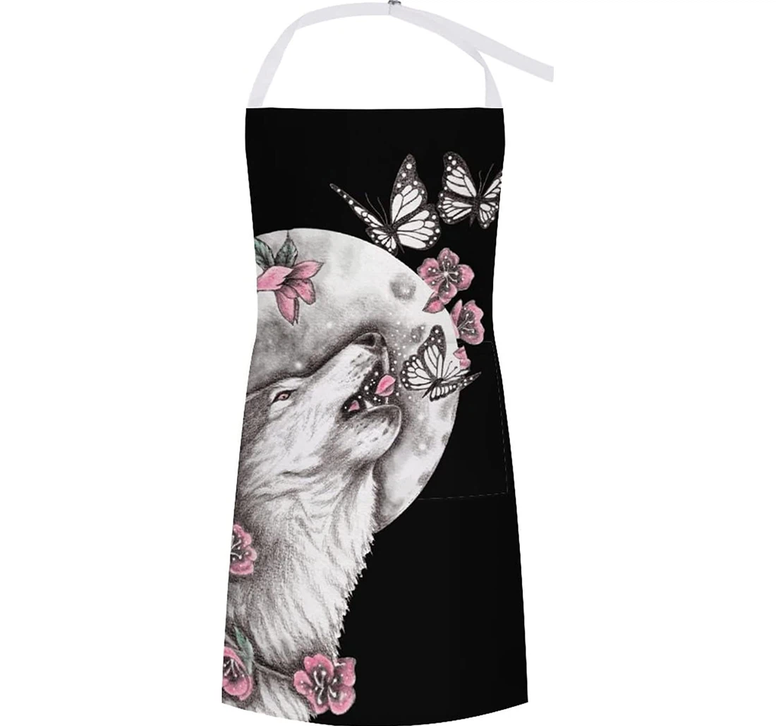 Butterfly Flower Wolf Apron