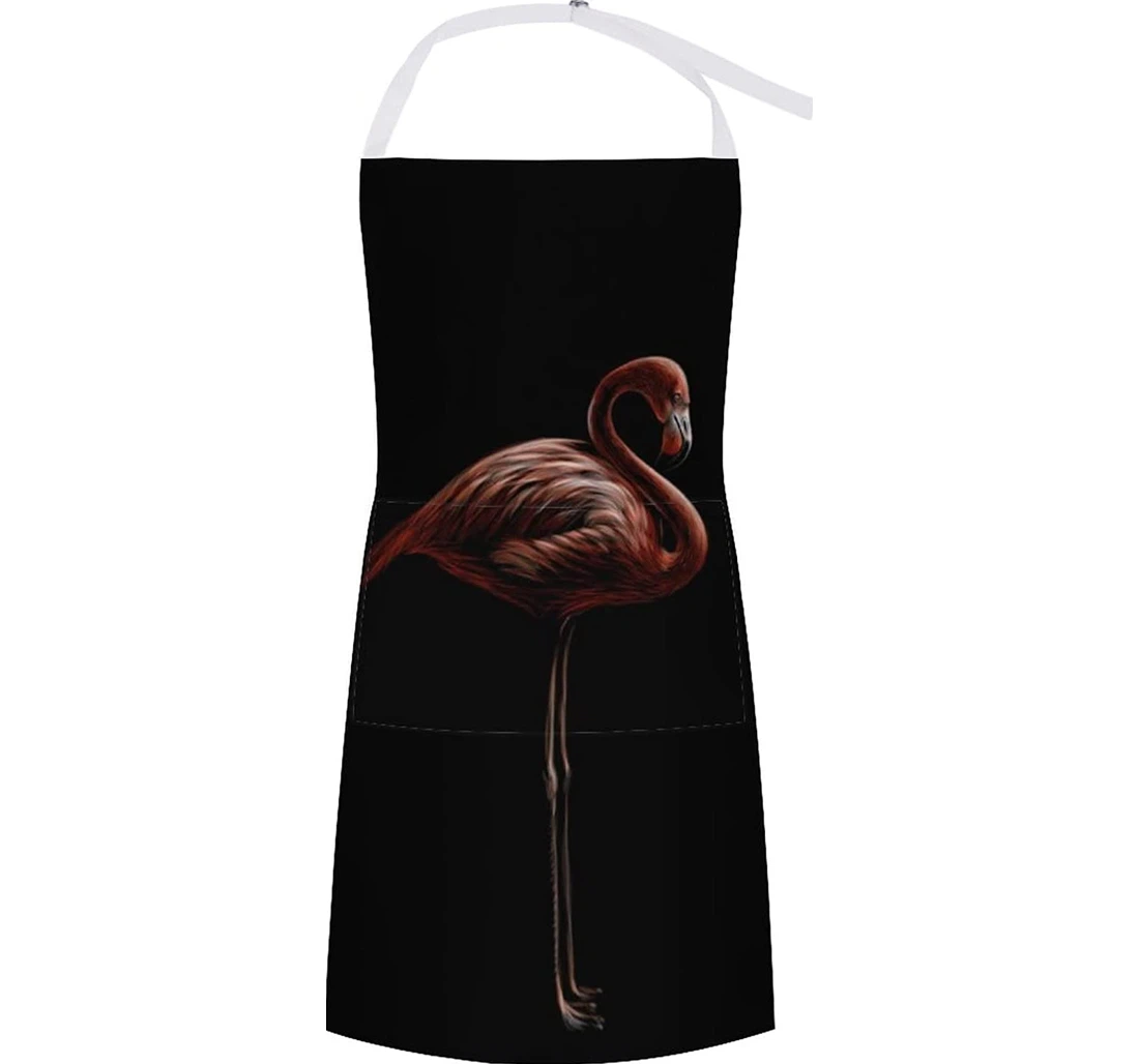 Pink Flamingo On Dark Apron