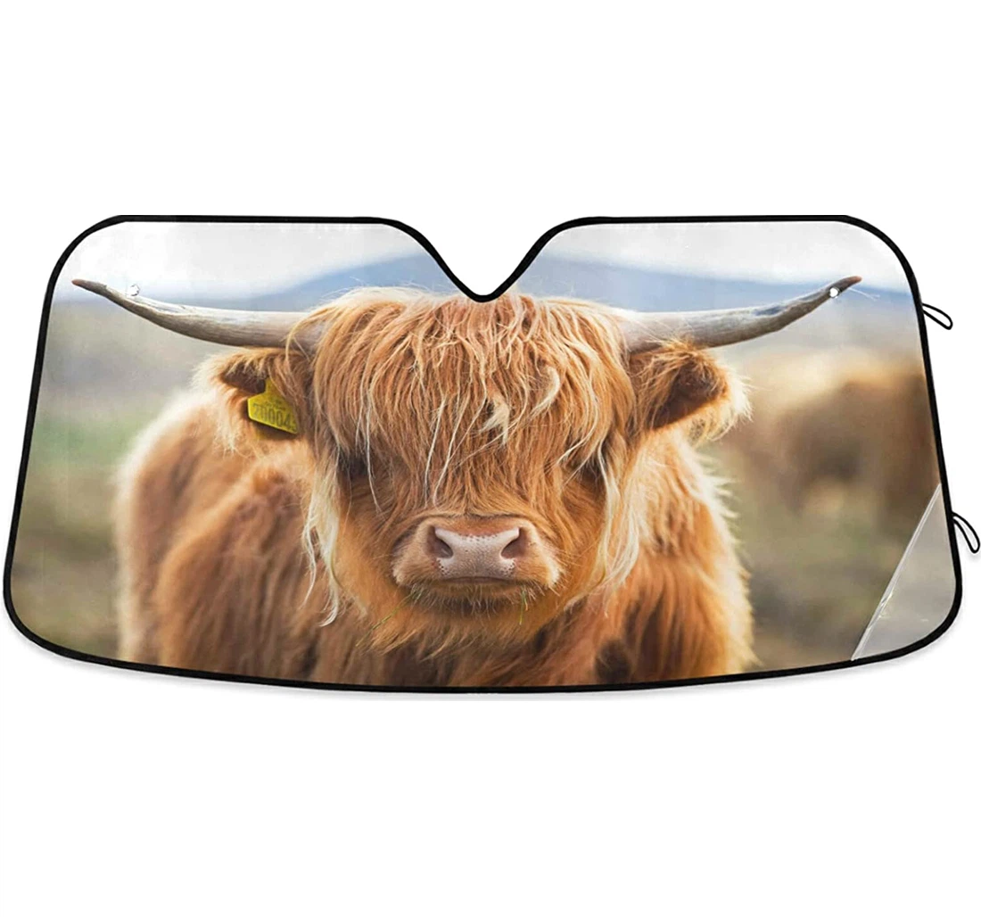 Highland Cow Yak Brown Cattle Auto Sun Shade