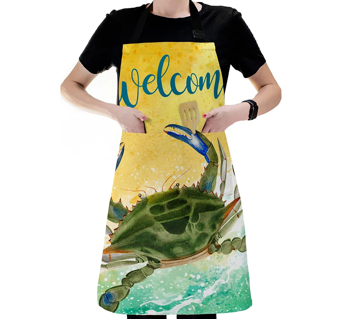 Watercolor Ocean Animals Crab Beach Apron