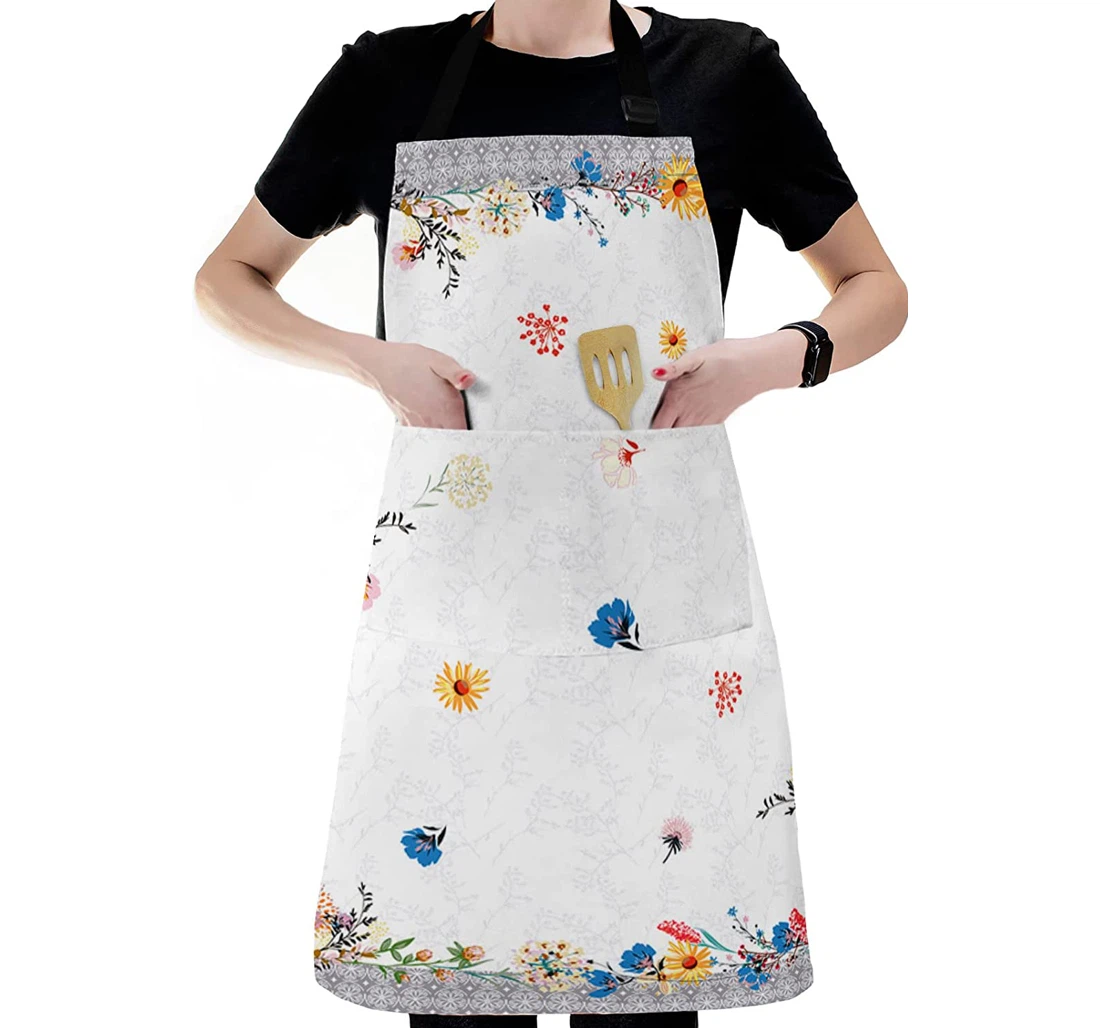 Ornate Spring Flowers Yellow Floral Apron