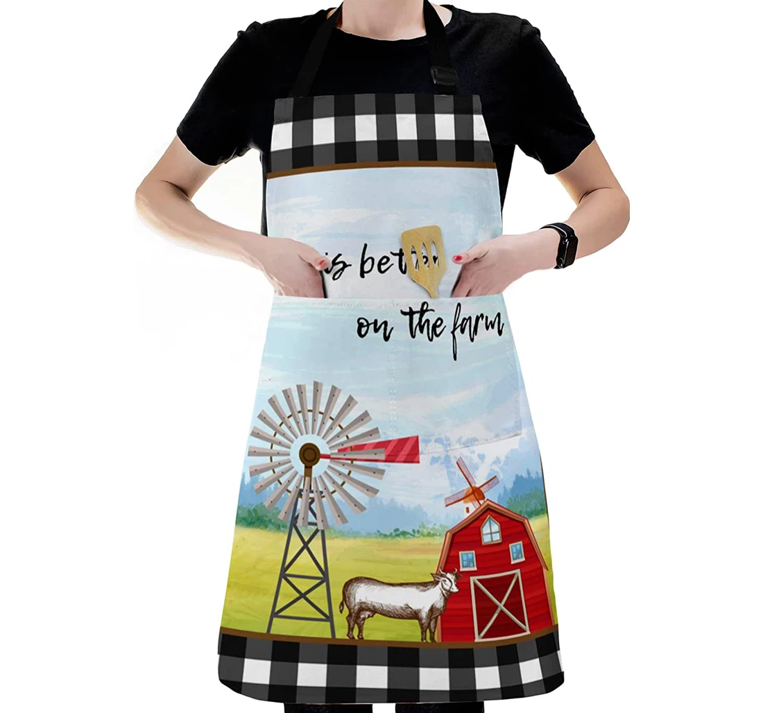 Farmhouse Cow Windmill Pastoral Apron