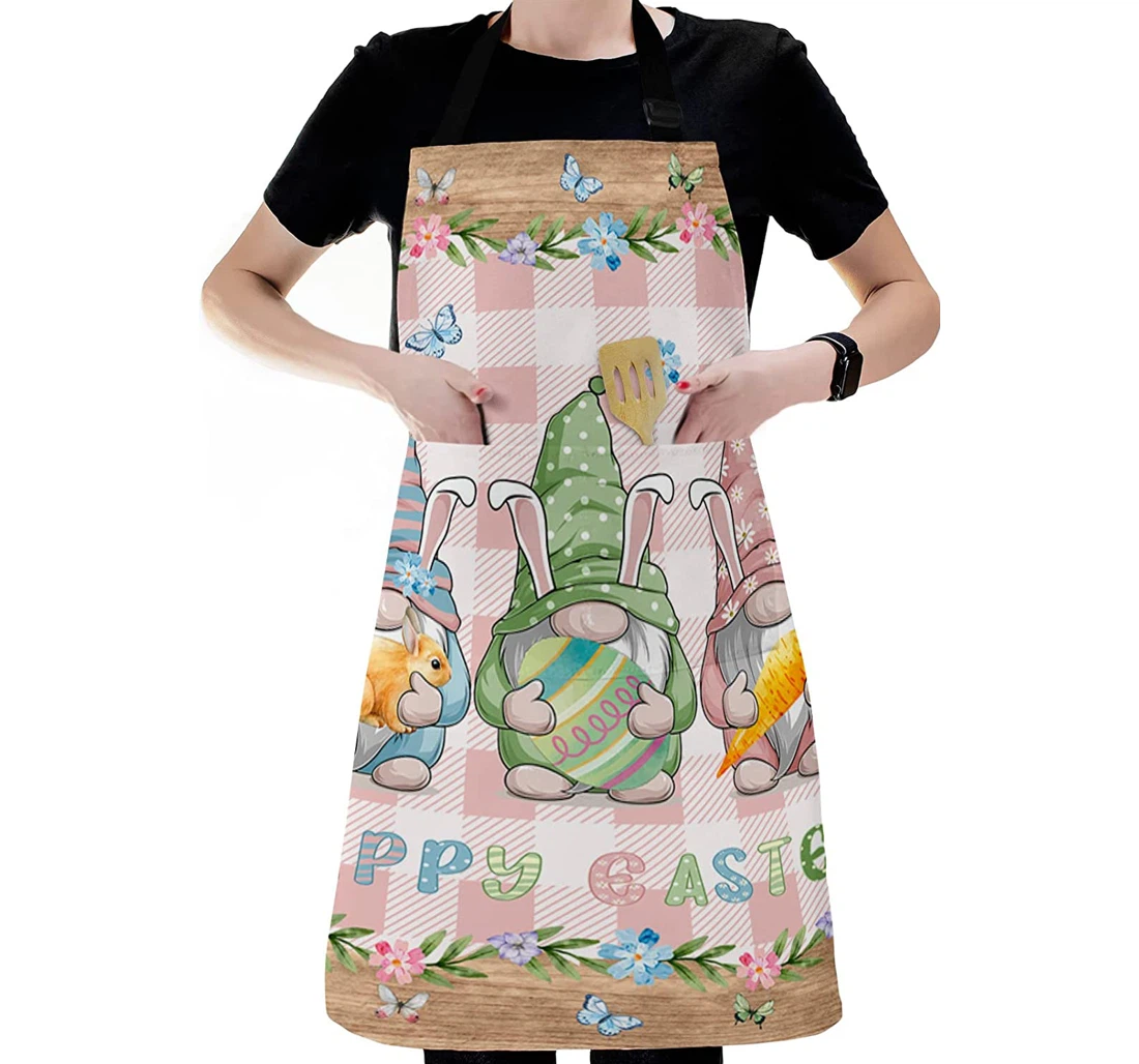 Dwarf Easter Egg Bunny Carrot Plaid Apron