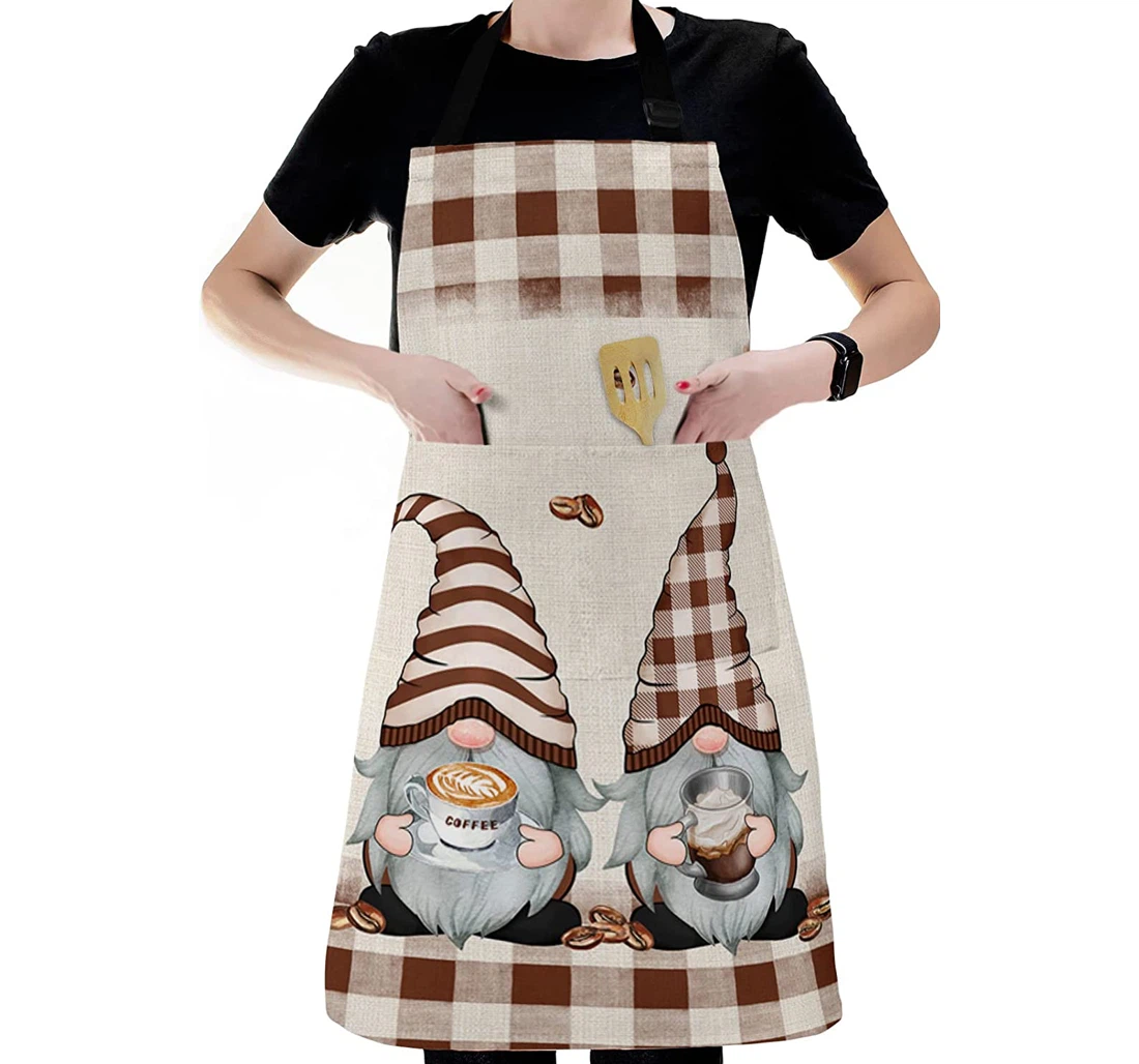 Gnome Coffee Cup Bean Retro Linen Apron