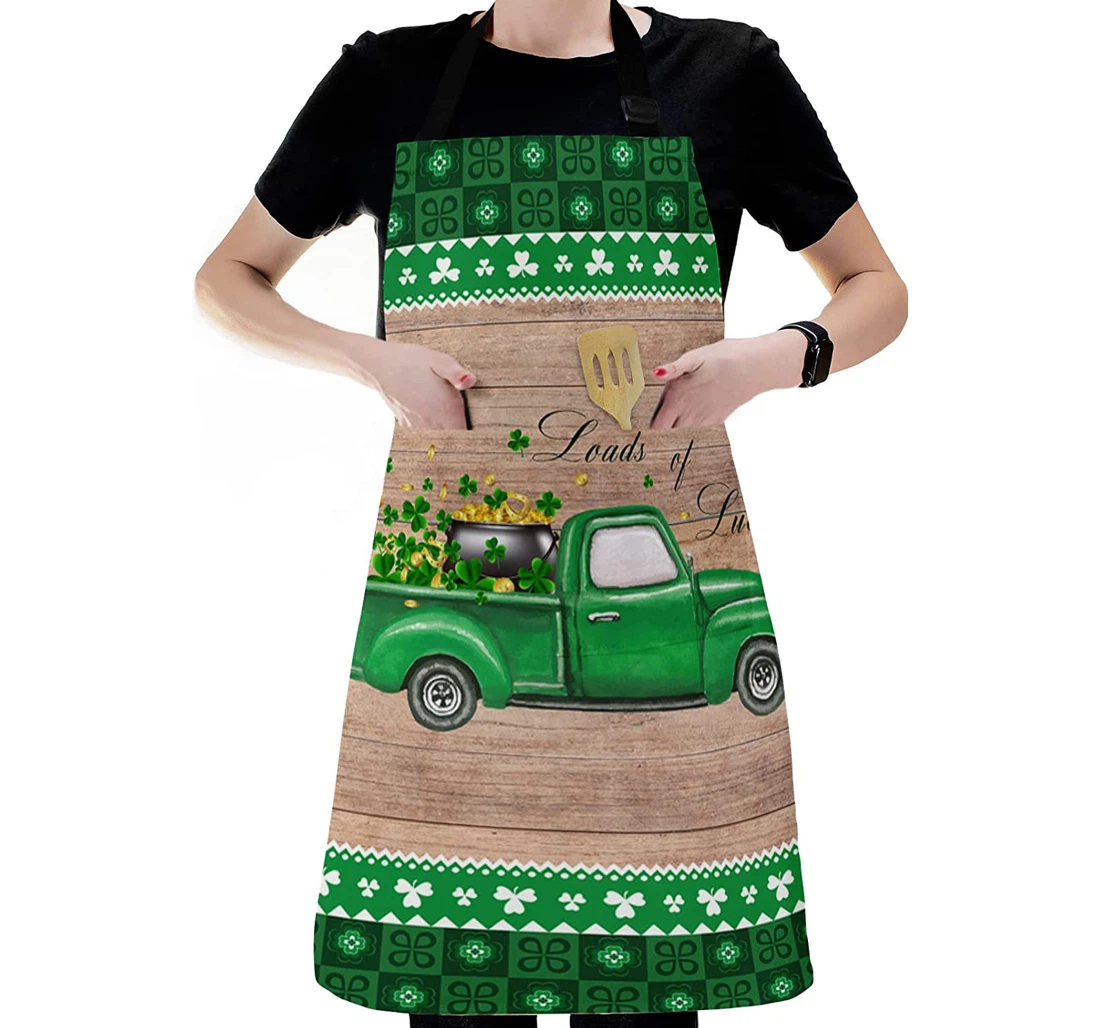 Farm Truck Green Clover Leaf Gold Apron