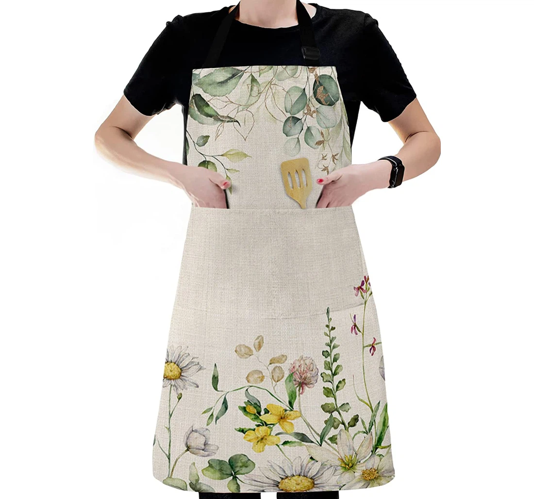 Spring Eucalyptus Leaves Flower Plants Apron