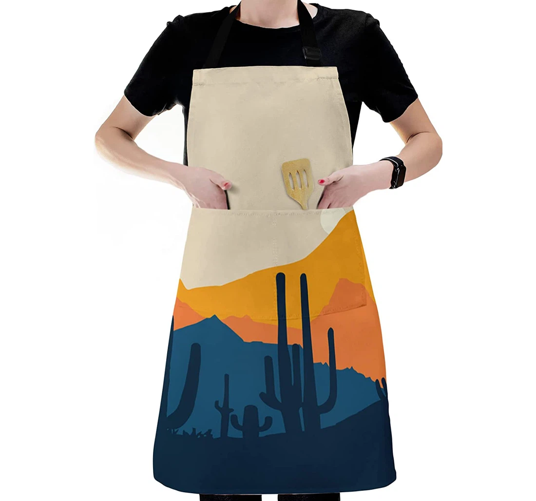 Sunrise Hill Cactus Aesthetic Scenery Apron