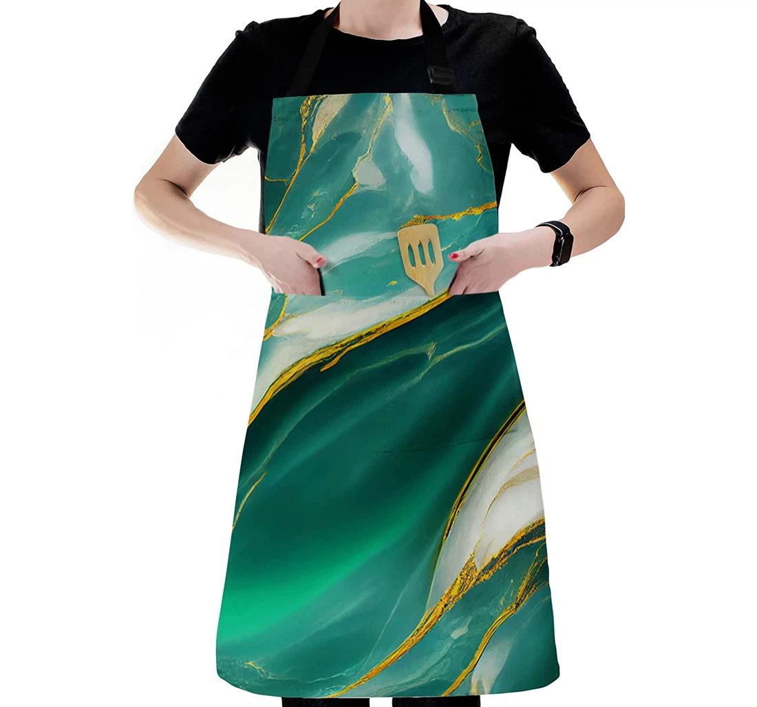 Green Gradient Marble Wave Apron