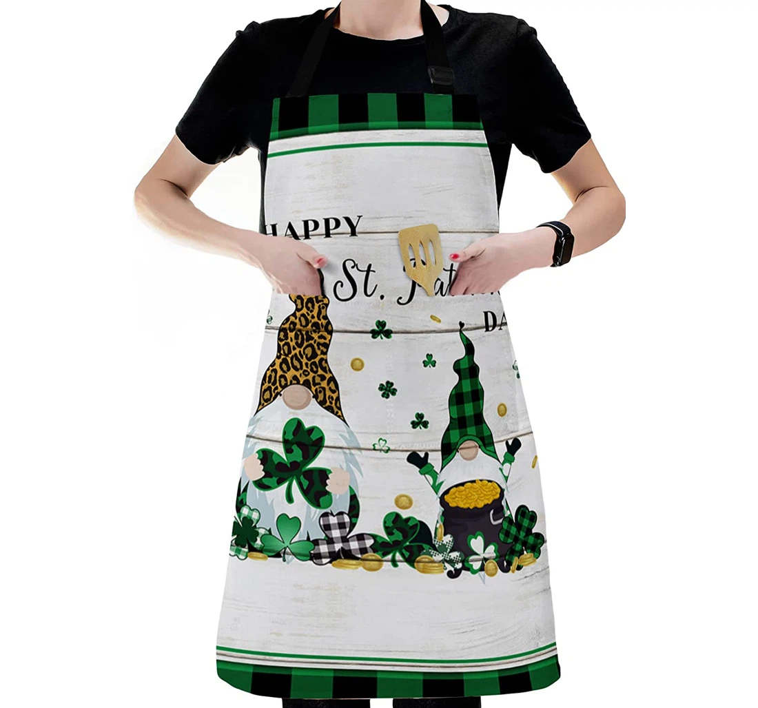 Dwarf Happy St Patrick's Day Clover Leaf Apron