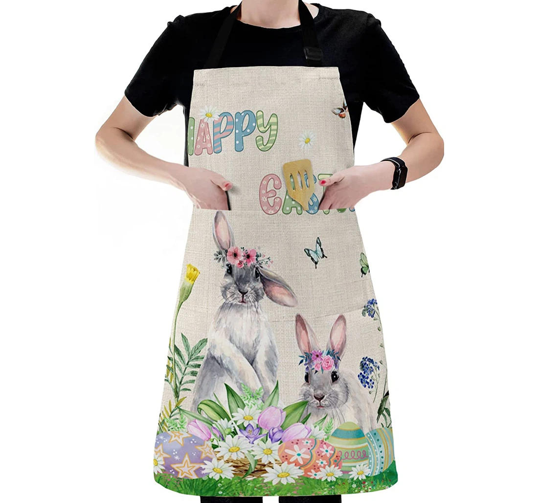 Rabbit Easter Flower Egg Grassland Apron