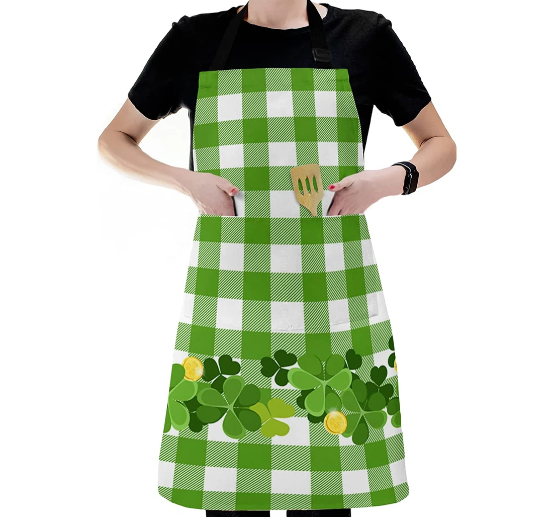 Lucky Clover Leaf Gold St Patrick's Day Shamrock Apron