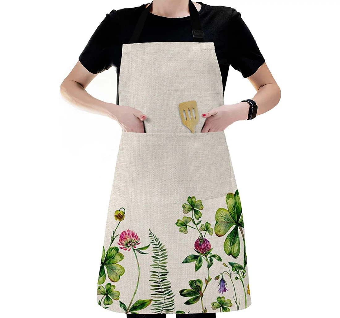 Spring Flower Leaf Retro Linen Apron