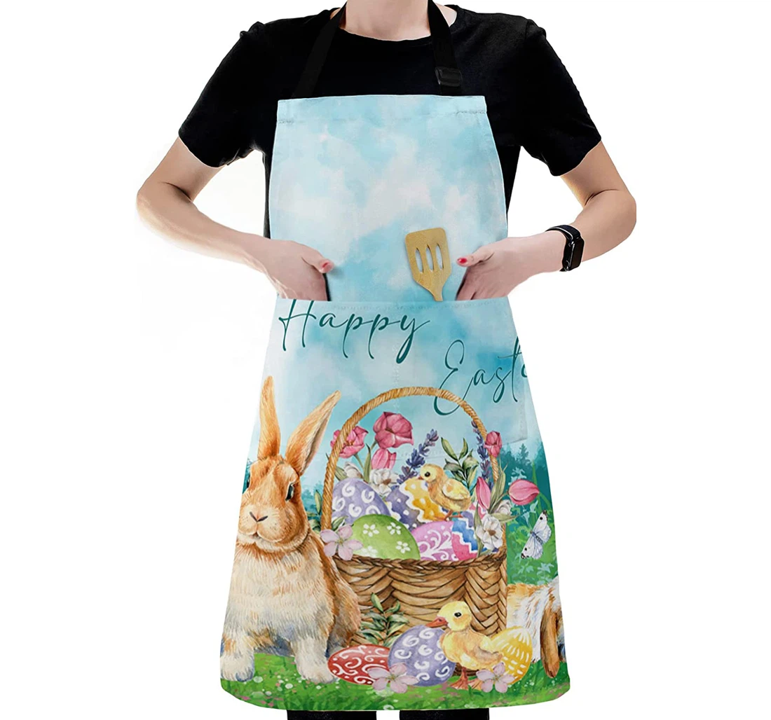 Spring Easter Rabbit Basket Egg Apron