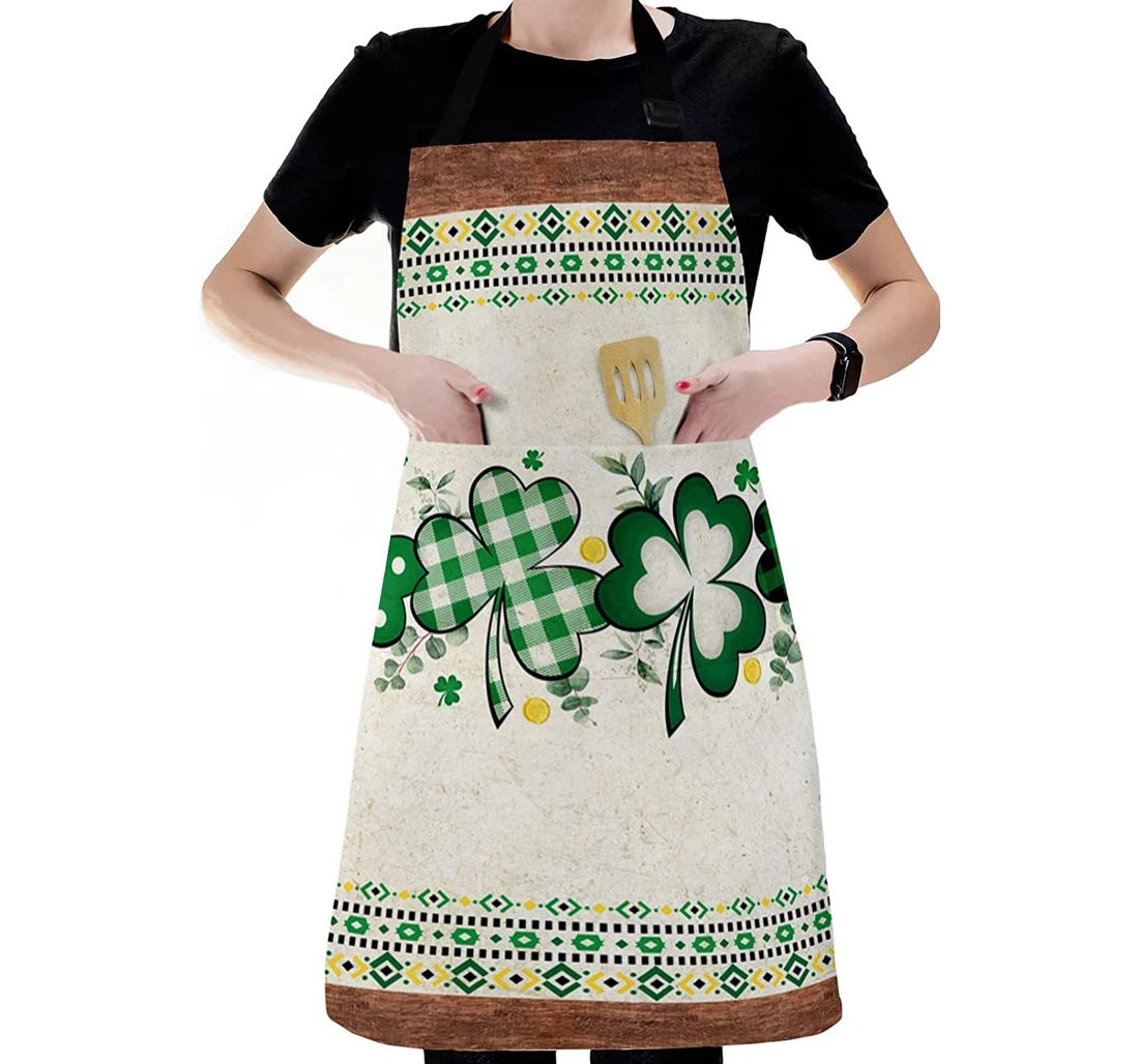 Spring St Patrick's Day Four Leaf Clover Apron