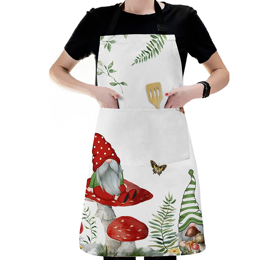 Country Farm Mushroom And Gnome Boho Leaf Apron