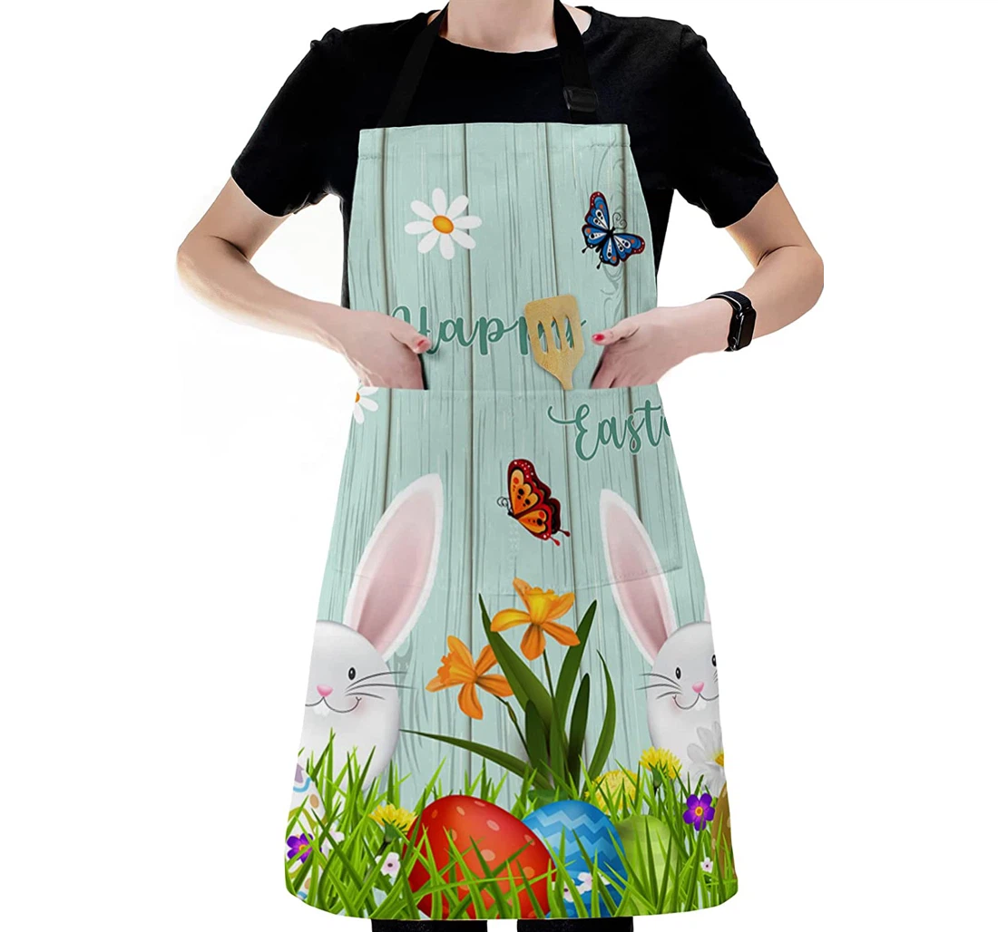 Cartoon Easter Bunny Egg Grassland Apron