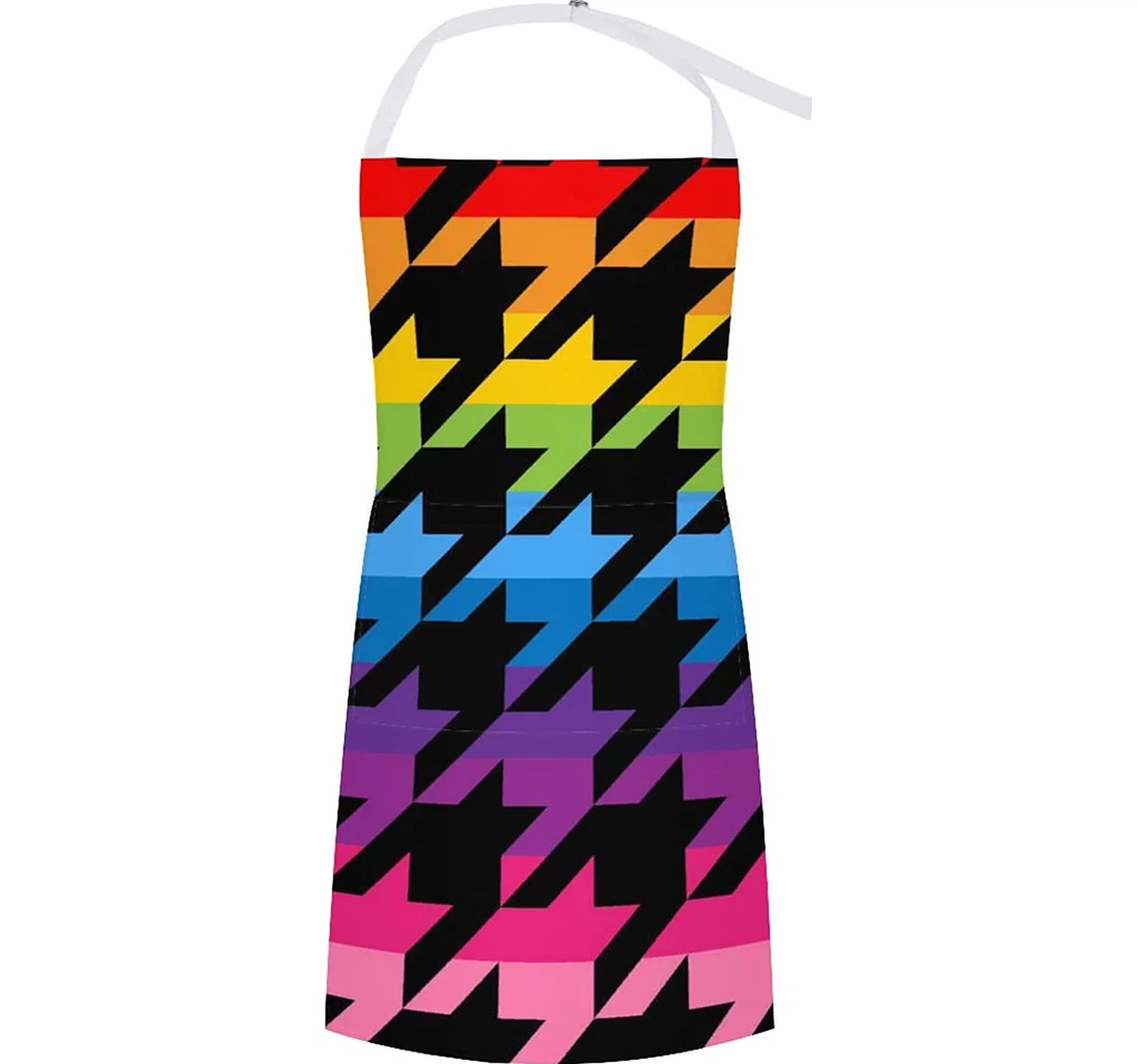 Rainbow Houndstooth Tweed Apron