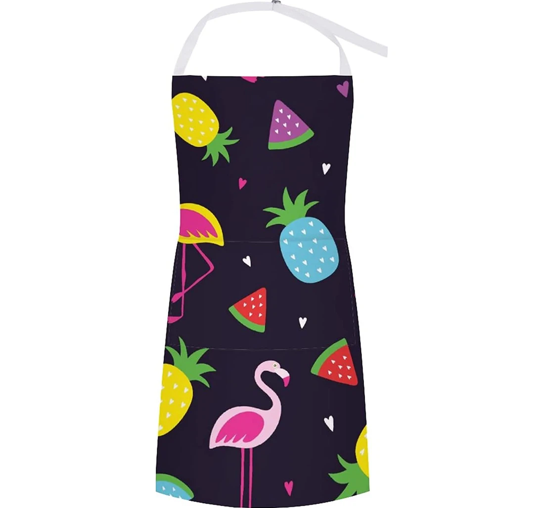 Colorful Flamingo And Watermelon Apron