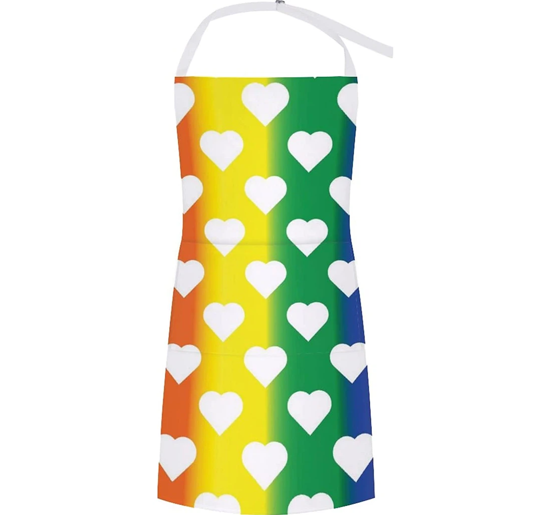 White Hearts On Lgbt Rainbow Apron