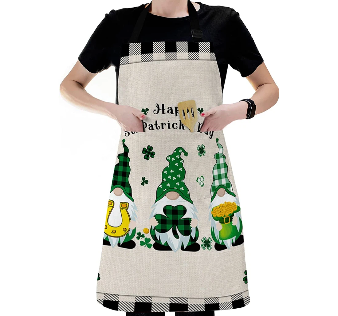 Happy St Patrick's Day Dwarf Clover Leaf Gold Apron