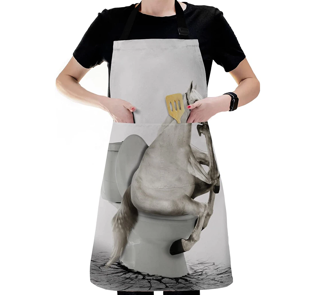 Funny Horse Thinking Closestool Toilet Apron