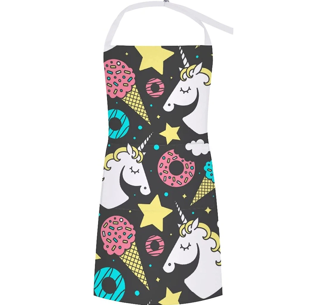 Unicorn On Black Apron
