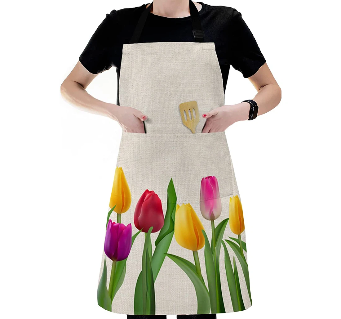 Happy Easter Country Flowers Wild Spring Tulip Floral Apron