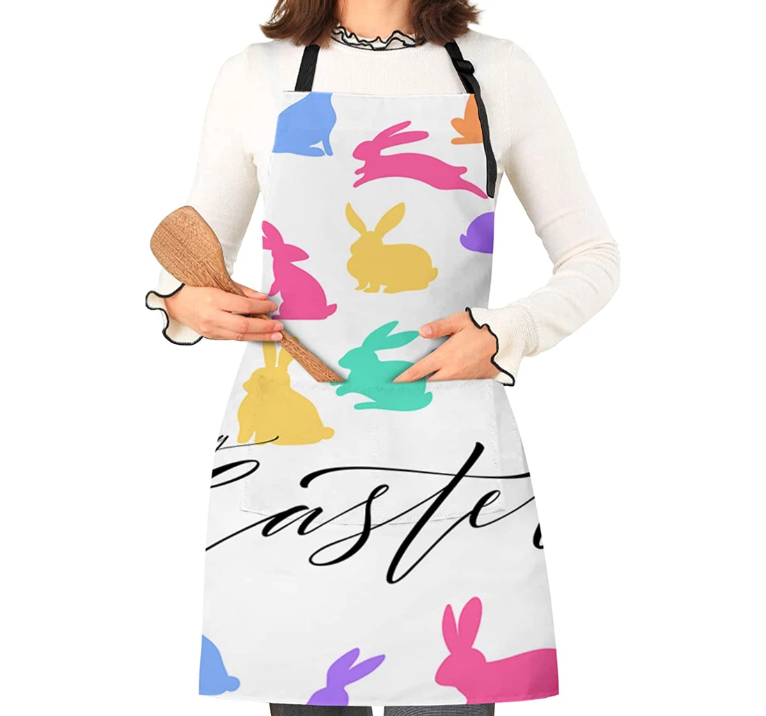 Happy Easter Retro Colorful Bunny Apron