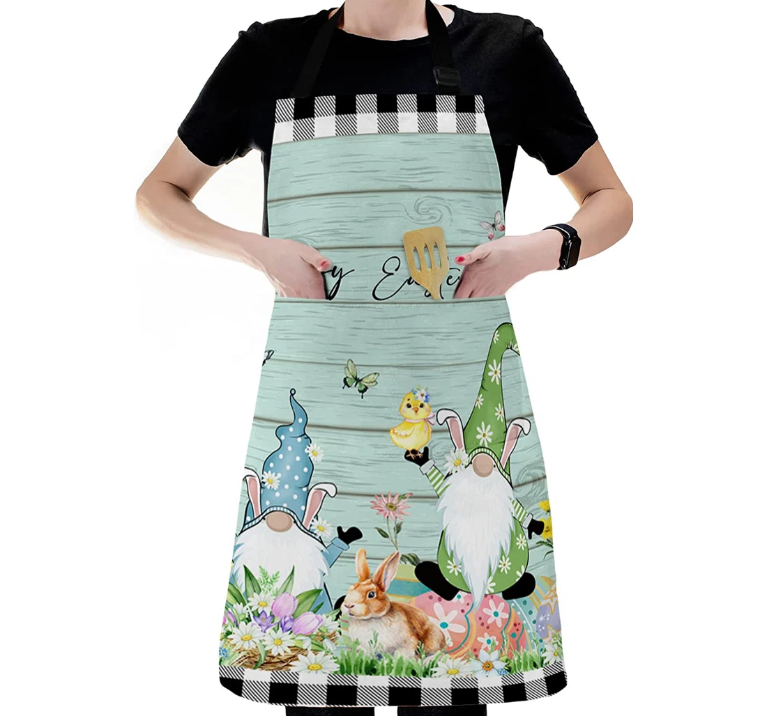 Spring Easter Gnome Colorful Eggs Bunny Apron