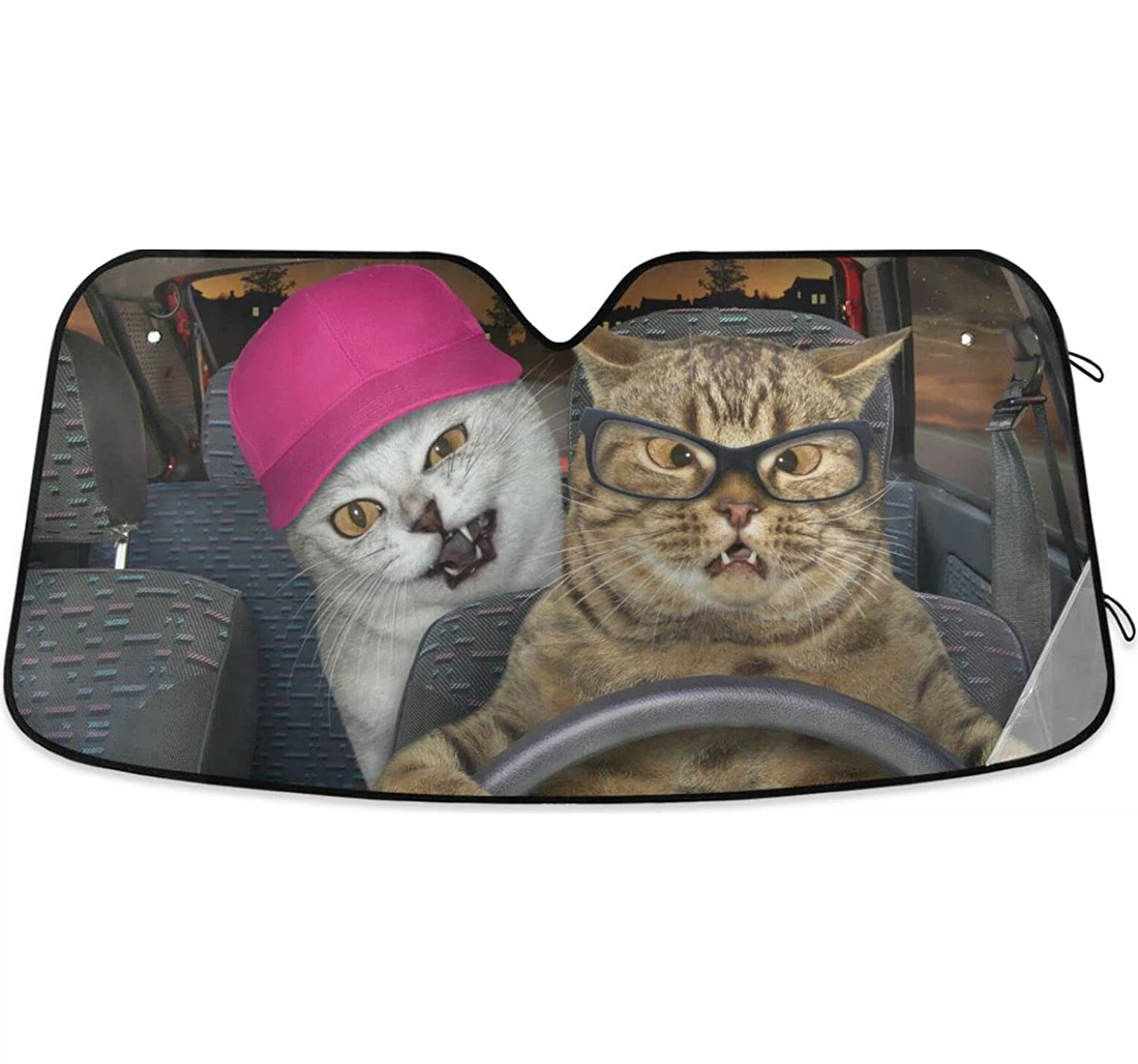Funny Cats Are Driving Sunlight Auto Sun Shade