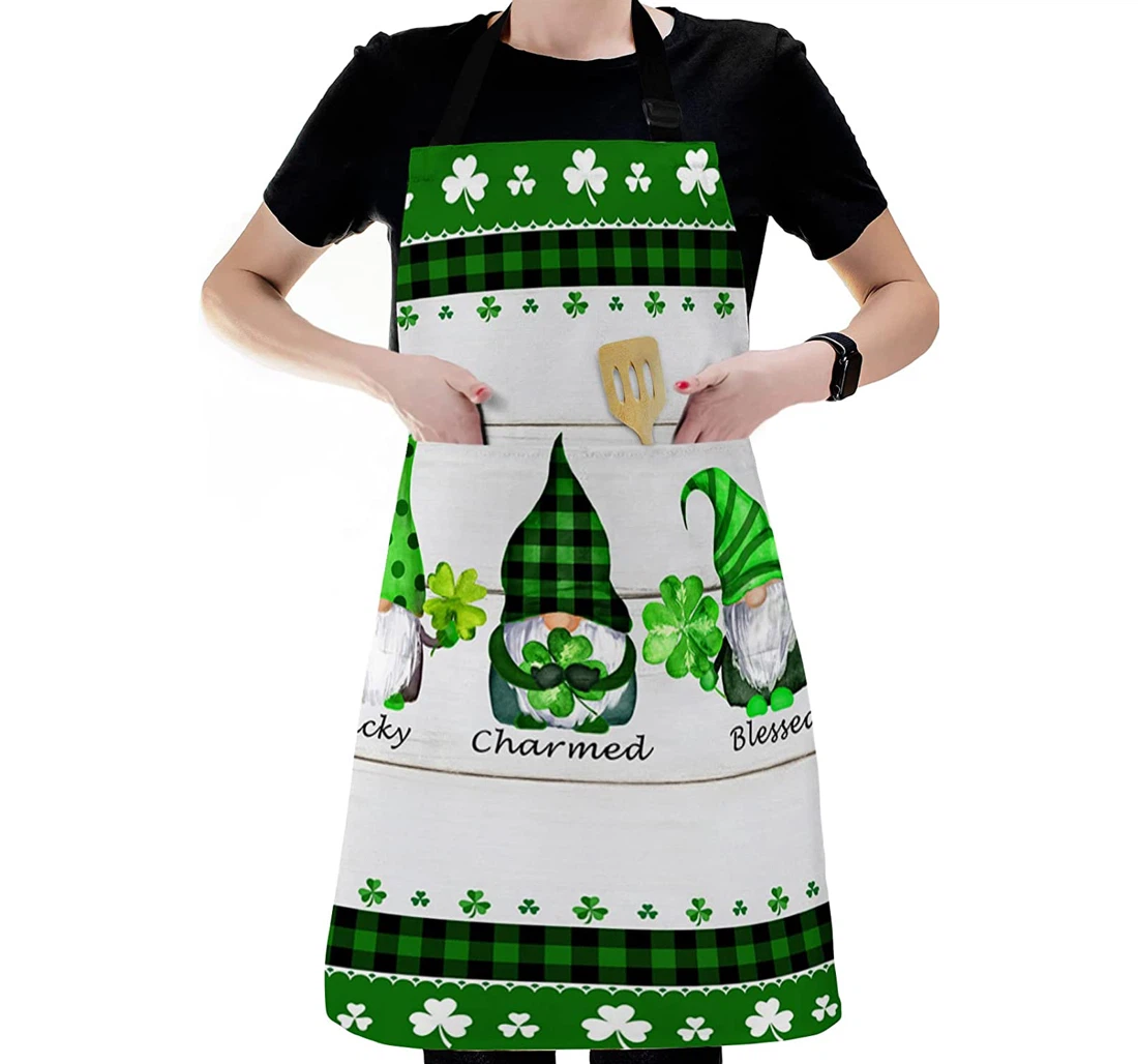 Watercolor Dwarf Clover Leaf St Patrick's Day Apron