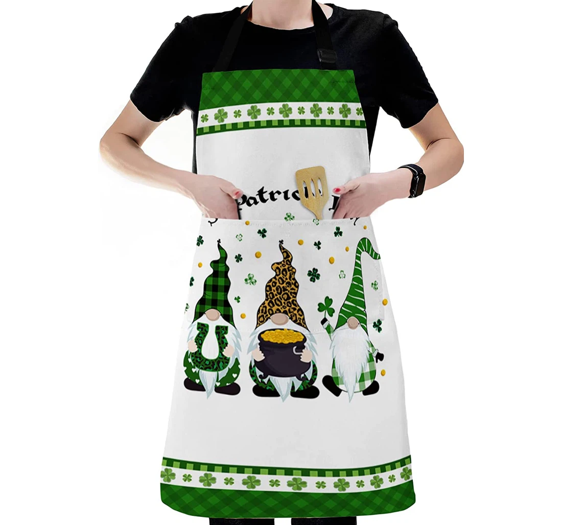 Gnome St Patrick's Day Leaf White Apron