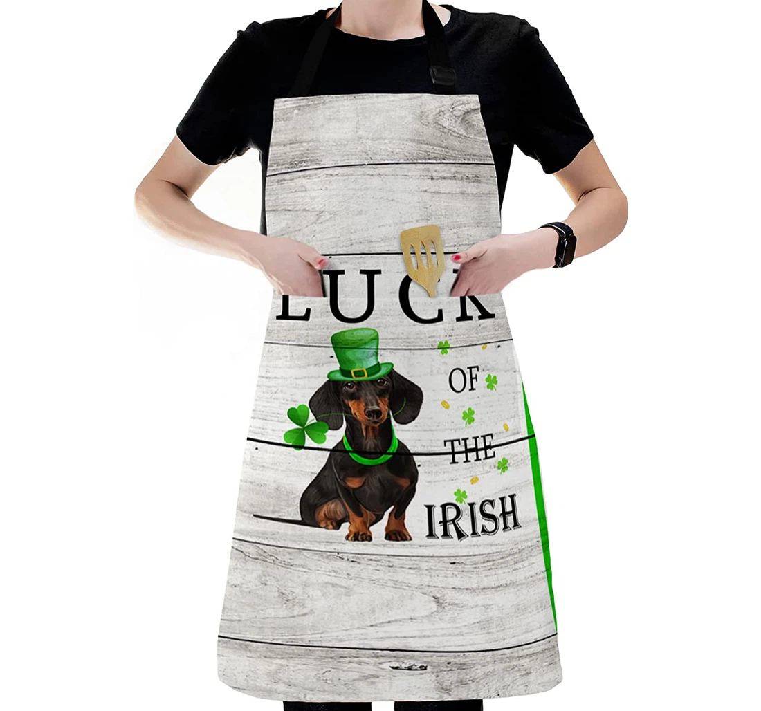 St Patrick's Day Luck Dog Clover Leaves Apron