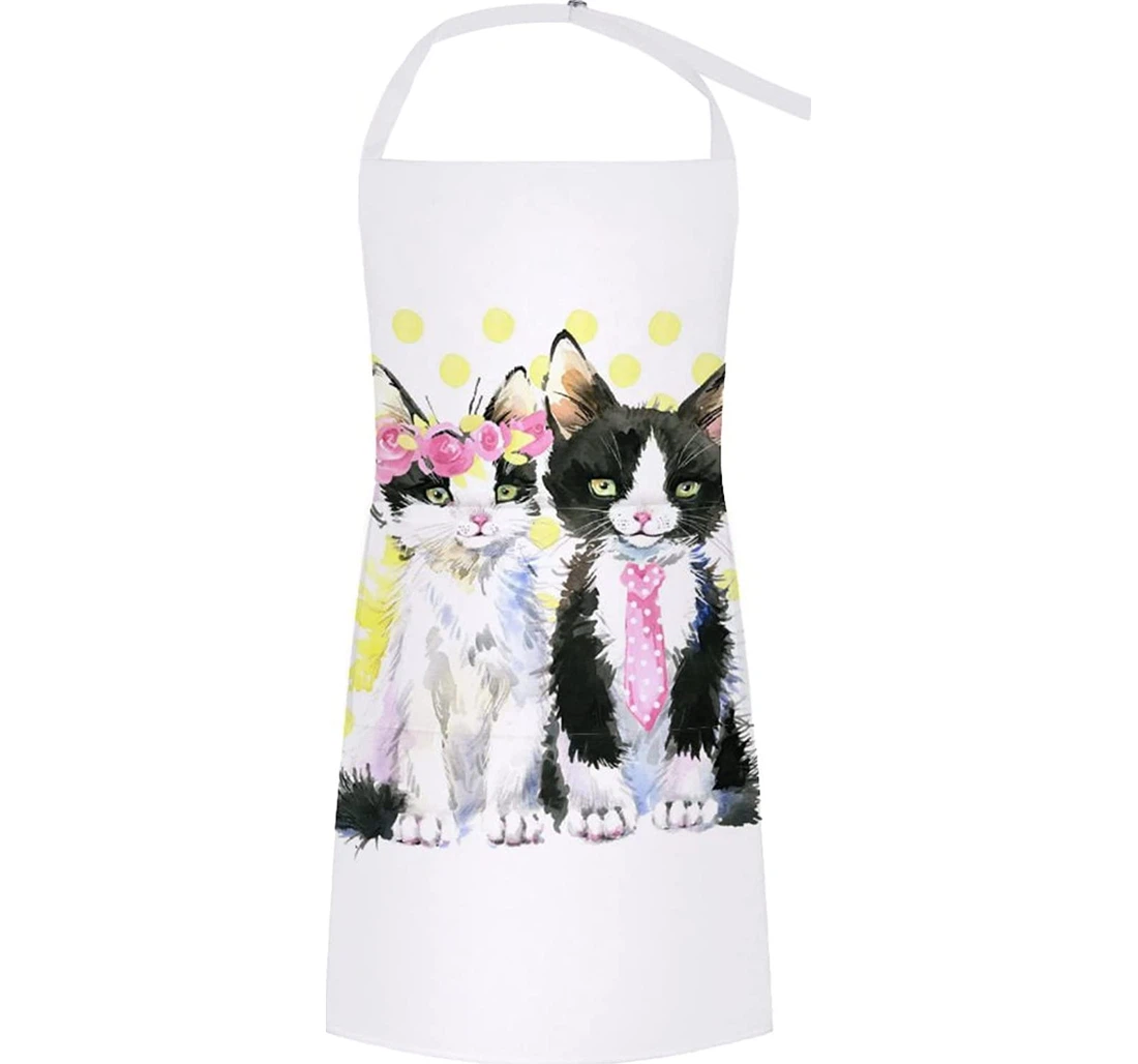 Watercolor Cute Lovers Cats Apron