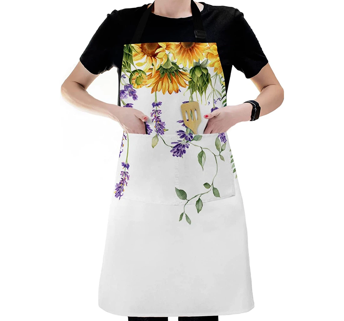 Spring Sunflower Eucalyptus Leaves Botanical Apron