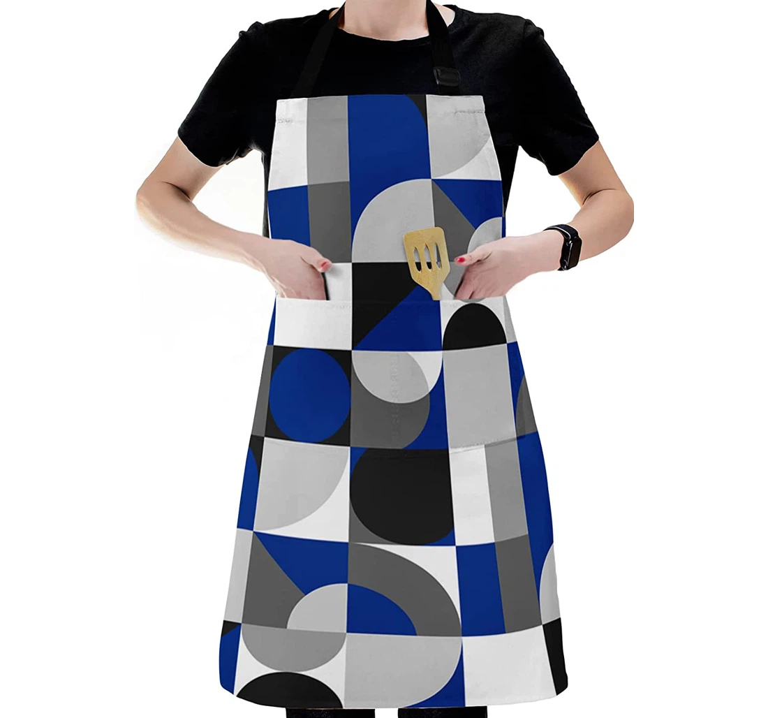 Grey Black Half Circle Block Apron