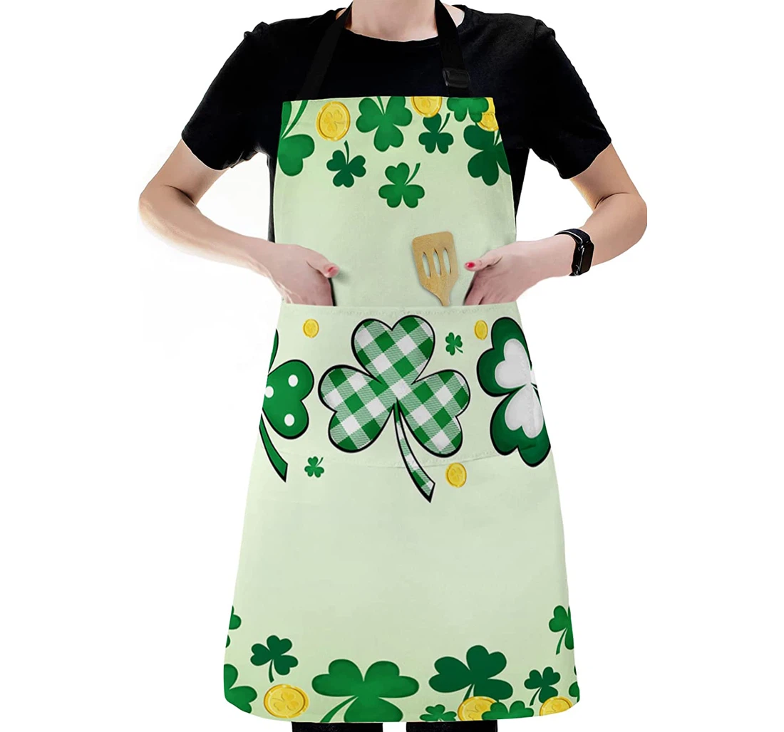 Plaid Point Clover Gold St Patrick's Day Apron